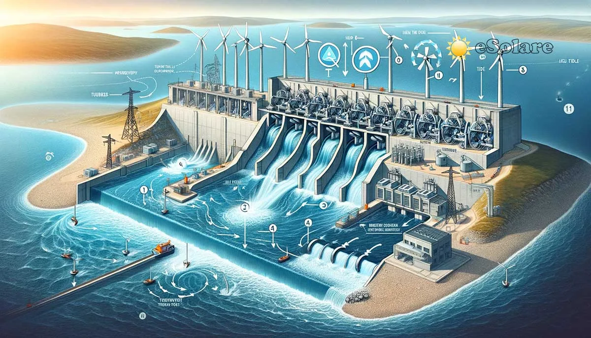 Energia mareomotrice - Schema illustrativo del funzionamento di una centrale