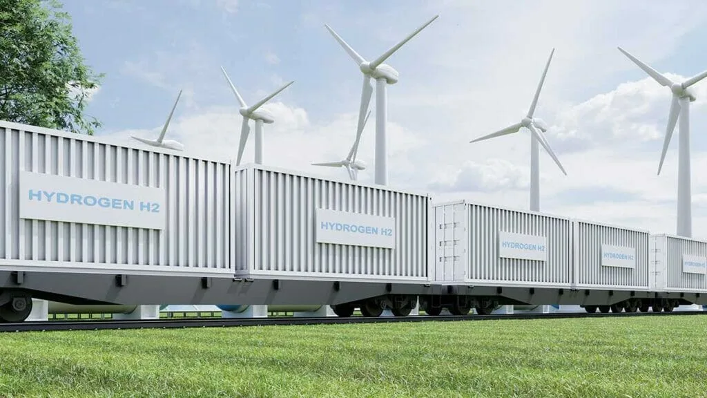 batterie all'idrogeno in impianto di stoccaggio mobile