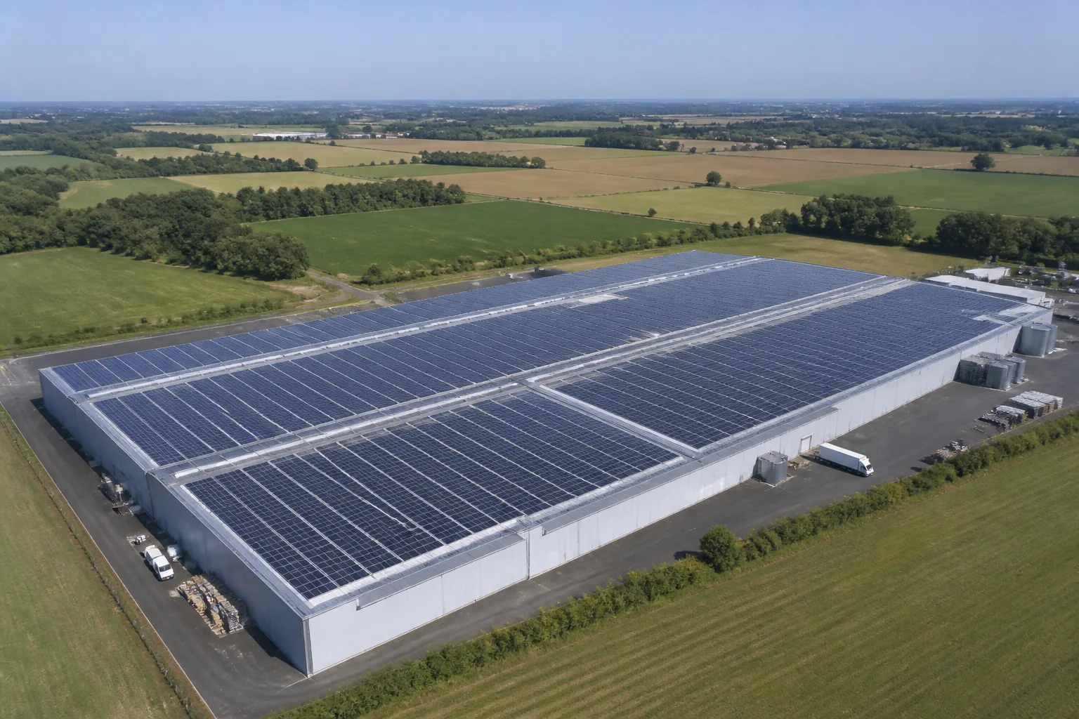 Impianto fotovoltaico aziendale sul tetto di un capannone industriale